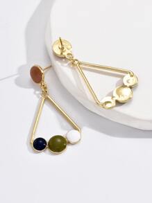 Geometric Drop Earrings - Multicolor - View 2