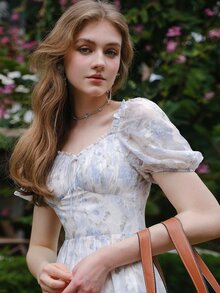 Floral Print Ruffle Hem Dress Cottagecore Dress - Multicolor - View 3