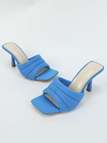 女士單帶高跟時尚彈力纖維穆勒涼鞋