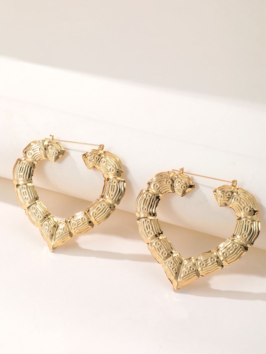 Hoa tai hình trái tim thiết kế bằng tre - Bạc - Xem 1