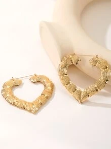 Hoa tai hình trái tim thiết kế bằng tre - Bạc - Xem 3