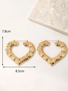 Hoa tai hình trái tim thiết kế bằng tre - Bạc - Xem 4