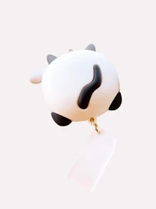 1pc Unisex Cartoon 3d Pvc Cow Doll Pendant With String & Keychain, Birthday Gift For Girlfriend - Black and White - View 2