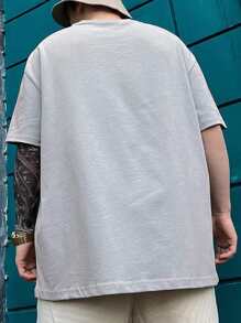 Áo thun nam tay rớt in chữ, thoáng khí. - Màu Xám nhạt - Xem 2