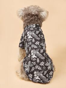 Small/Medium Dog Hawaiian Pineapple Palm Tree Island Shirt, Pet Apparel For Dogs & Cats, Suitable For Spring/Summer - Black - View 4