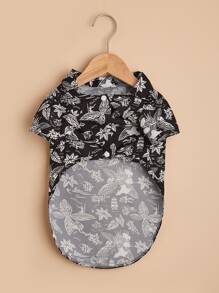 Small/Medium Dog Hawaiian Pineapple Palm Tree Island Shirt, Pet Apparel For Dogs & Cats, Suitable For Spring/Summer - Black - View 5