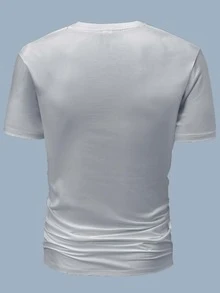 Áo thun nam tay rớt in chữ, thoáng khí. - Màu Xám nhạt - Xem 4