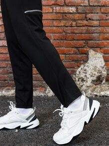 Daily&Casual Men Letter Graphic Drawstring Waist Sports Trousers - Black - View 5