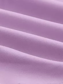 SHEIN MOD Asymmetrical Neck Ruched Crop Top - Lilac Purple - View 4