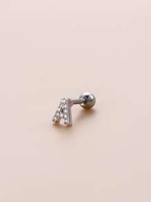 1pc Cubic Zirconia Letter Decor Stud Earring - Silver - View 1