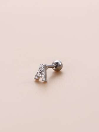 1pc Cubic Zirconia Letter Decor Stud Earring