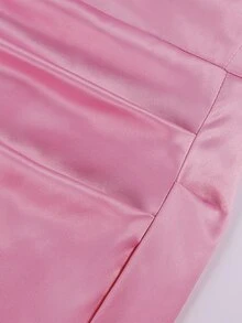 PARTHEA 褶邊高開叉緊身上衣緞面吊帶洋裝