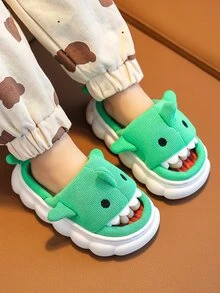 學院趣味拖鞋適用於男孩卡通鯊魚設計拖鞋