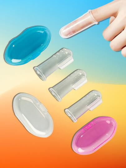 3入組隨機色寵物牙刷帶套