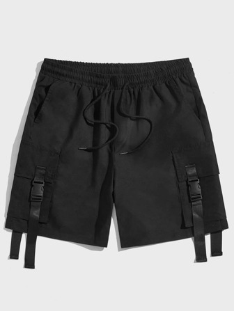 Street Life Hombres Shorts con diseño con hebilla con bolsillo con solapa de cintura con cordón