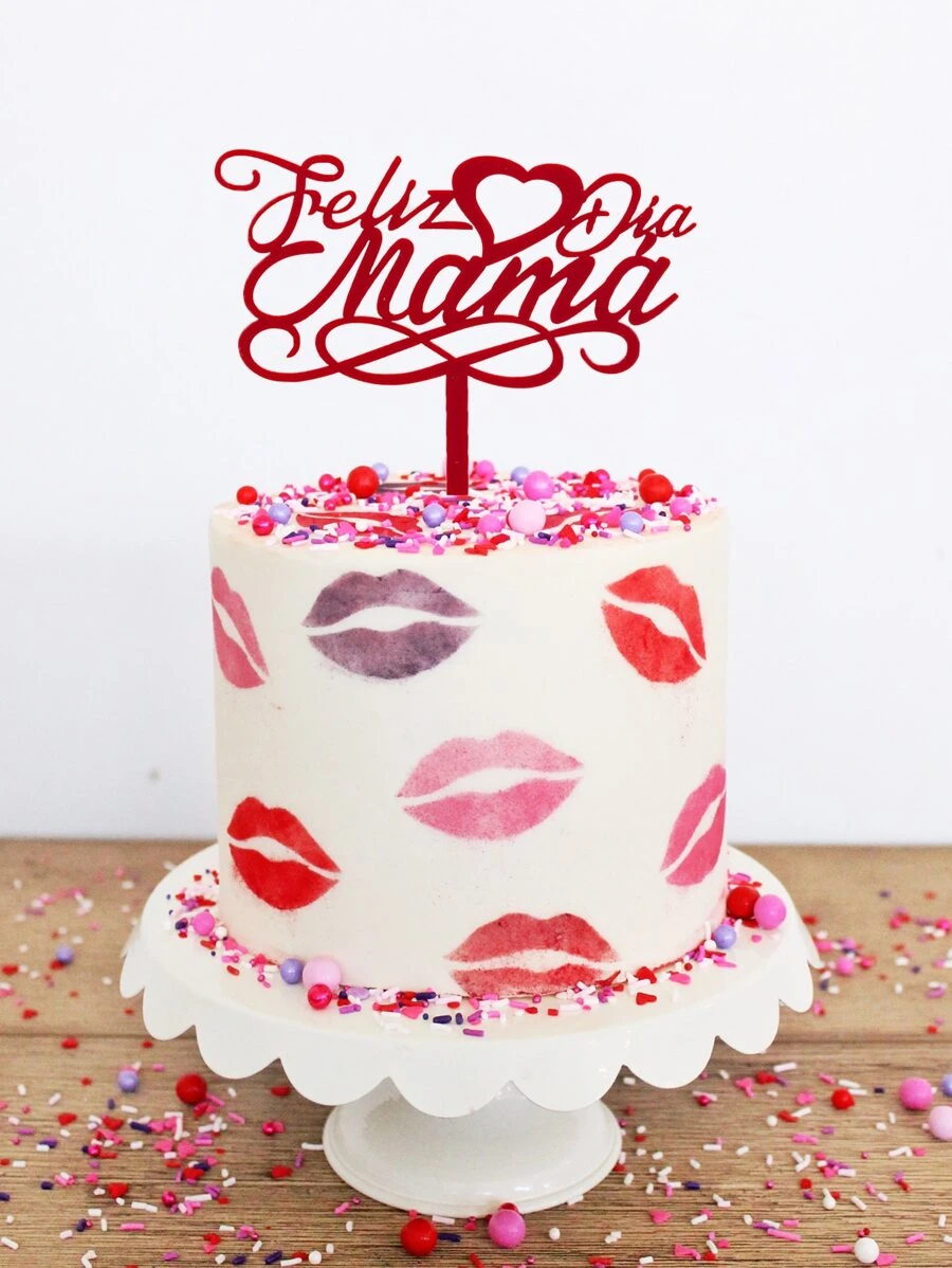 1 PMMA Bánh Nước Quai, Ngày Của Mẹ Chữ Đỏ Thiết Kế Bánh Trang Trí Hàng Đầu Cho Đảng - Đỏ - Xem 1