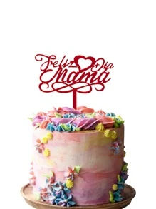 1 PMMA Bánh Nước Quai, Ngày Của Mẹ Chữ Đỏ Thiết Kế Bánh Trang Trí Hàng Đầu Cho Đảng - Đỏ - Xem 3