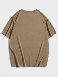 ROMWE MEN Hombres Camiseta esqueleto con estampado de mano y letra - Marrón - Ver 2