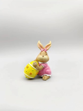 1入組合成樹脂裝飾用品卡通可愛兔子和彩蛋設計裝飾物件
