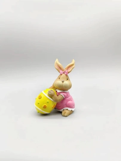 1入組合成樹脂裝飾用品卡通可愛兔子和彩蛋設計裝飾物件