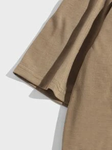 ROMWE MEN Hombres Camiseta esqueleto con estampado de mano y letra - Marrón - Ver 4