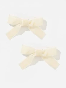 Kẹp tóc cá sấu trang trí nơ 2 chiếc dễ thương - Màu be - Xem 2