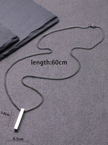 Hombres Collar con colgante rectángulo - Plateado - Ver 3