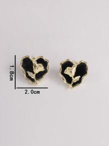 Heart Stud Earrings - Multicolor - View 3