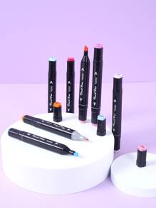 48入組雙頭設計彩色畫筆,適用於學生、兒童、卡通設計、辦公室和學習用品 - 彩色 - 查看 2