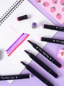 48入組雙頭設計彩色畫筆,適用於學生、兒童、卡通設計、辦公室和學習用品 - 彩色 - 查看 5