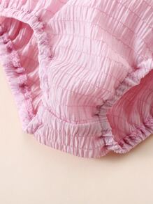Baby Paperbag Waist Frill Trim Shorts - Pink - View 5