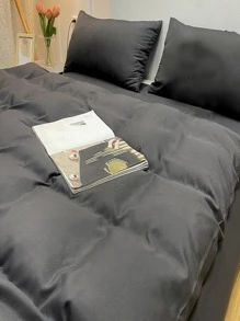 4pcs/set Grey Duvet Cover Set(1 Duvet Cover & 1 Sheet & 2 Pillowcase), Minimalist Polyester Bedding Set For All Season - Multicolor - View 7