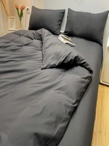 4pcs/set Grey Duvet Cover Set(1 Duvet Cover & 1 Sheet & 2 Pillowcase), Minimalist Polyester Bedding Set For All Season - Multicolor - View 10
