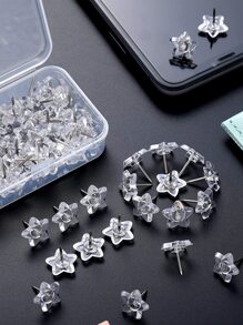 50pcs Clear Star Design Pushpin Back To School,Back To School,School Supplies - Clear - View 1