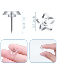 50pcs Clear Star Design Pushpin Back To School,Back To School,School Supplies - Clear - View 3