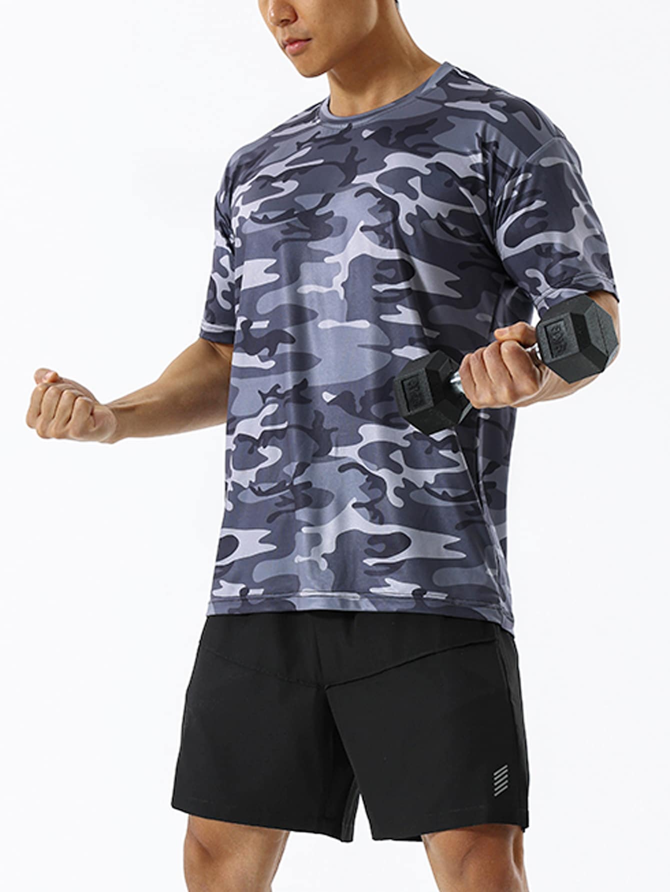 Men Camo Print Sports Set, Athletic Suit, Tracksuit - Multicolor - View 1