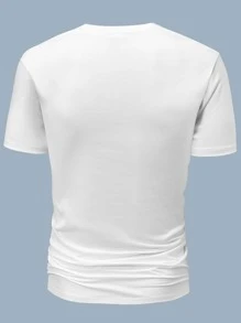 男士骷髅印花落肩T恤，万圣节适用 - 白色 - 查看 4