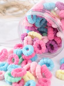 100 piezas Lazos de pelo sólidos y lindos, accesorios para el cabello, coleteros, ligas para el cabello, cuerdas para el cabello, sujetadores de coleta, accesorios para la cabeza, bandas de goma - Multicolor - Ver 1