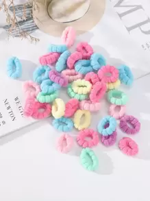 100 piezas Lazos de pelo sólidos y lindos, accesorios para el cabello, coleteros, ligas para el cabello, cuerdas para el cabello, sujetadores de coleta, accesorios para la cabeza, bandas de goma - Multicolor - Ver 2