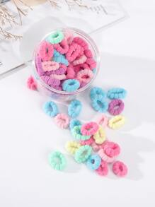 100 piezas Lazos de pelo sólidos y lindos, accesorios para el cabello, coleteros, ligas para el cabello, cuerdas para el cabello, sujetadores de coleta, accesorios para la cabeza, bandas de goma - Multicolor - Ver 4