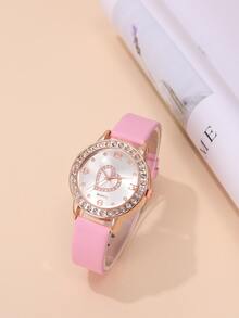 Đồng hồ thạch anh trang trí bằng đá thạch anh 1 cái & Bộ trang sức 5 cái / bộ - Hồng - Xem 2