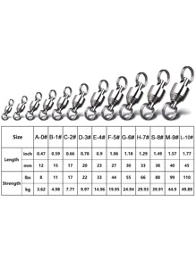 20入組裝不銹鋼釣魚球軸承旋轉開口環 - 銀色 - 查看 3