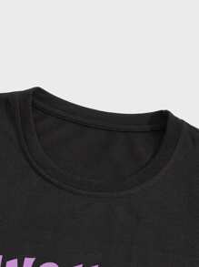 ROMWE MEN Guys Letter Graphic Tee - Black - View 5