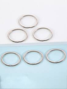 6入組極簡風格鑰匙圈圓環 - 銀色 - 查看 1