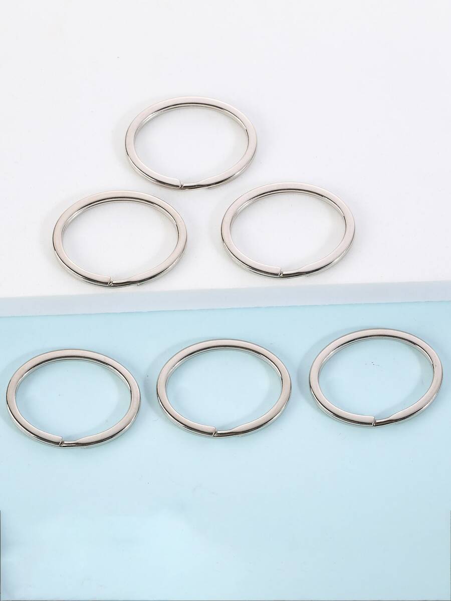 6入組極簡風格鑰匙圈圓環 - 銀色 - 查看 1