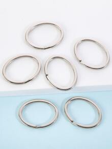 6入組極簡風格鑰匙圈圓環 - 銀色 - 查看 2