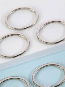 6入組極簡風格鑰匙圈圓環 - 銀色 - 查看 3