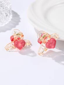 2pcs Heart Decor Hair Claw - Multicolor - View 1