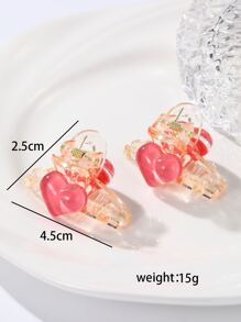 2pcs Heart Decor Hair Claw - Multicolor - View 3