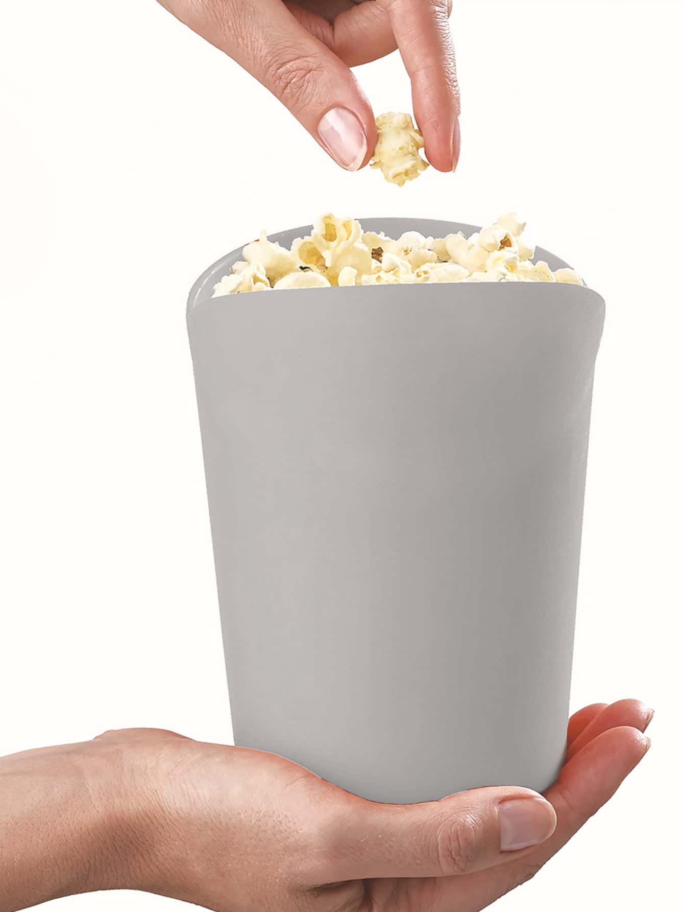 1pc Silicone Popcorn Bucket, Minimalist Grey Foldable Popcorn Bowl For Household - Grey - View 1